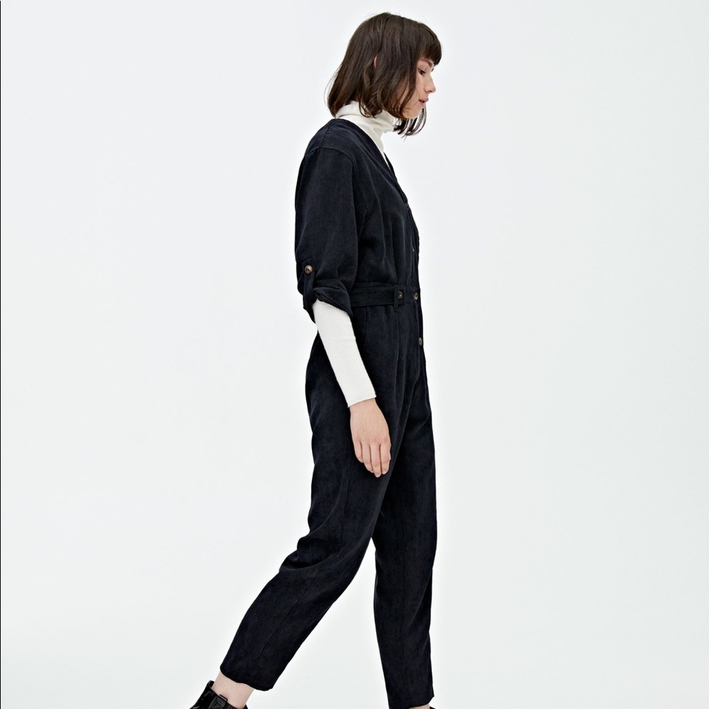 Black corduroy jumpsuit